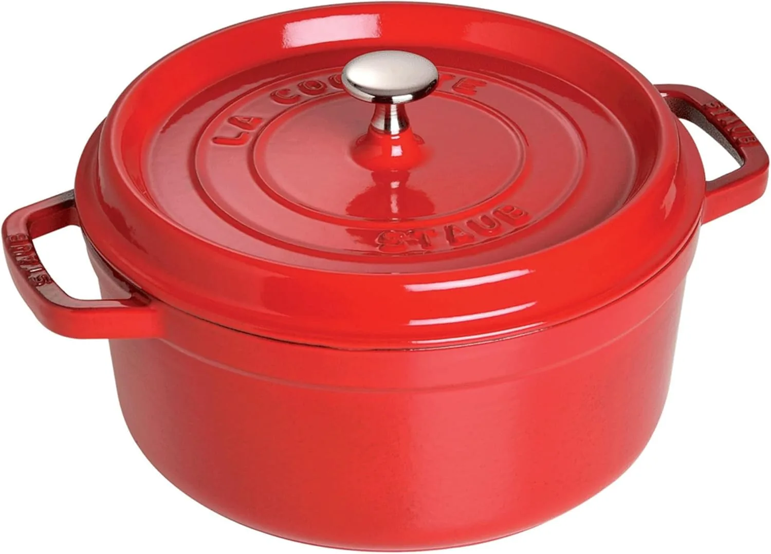 Staub Cast Iron Round Cocotte, 5.5 Qt, Cherry Red