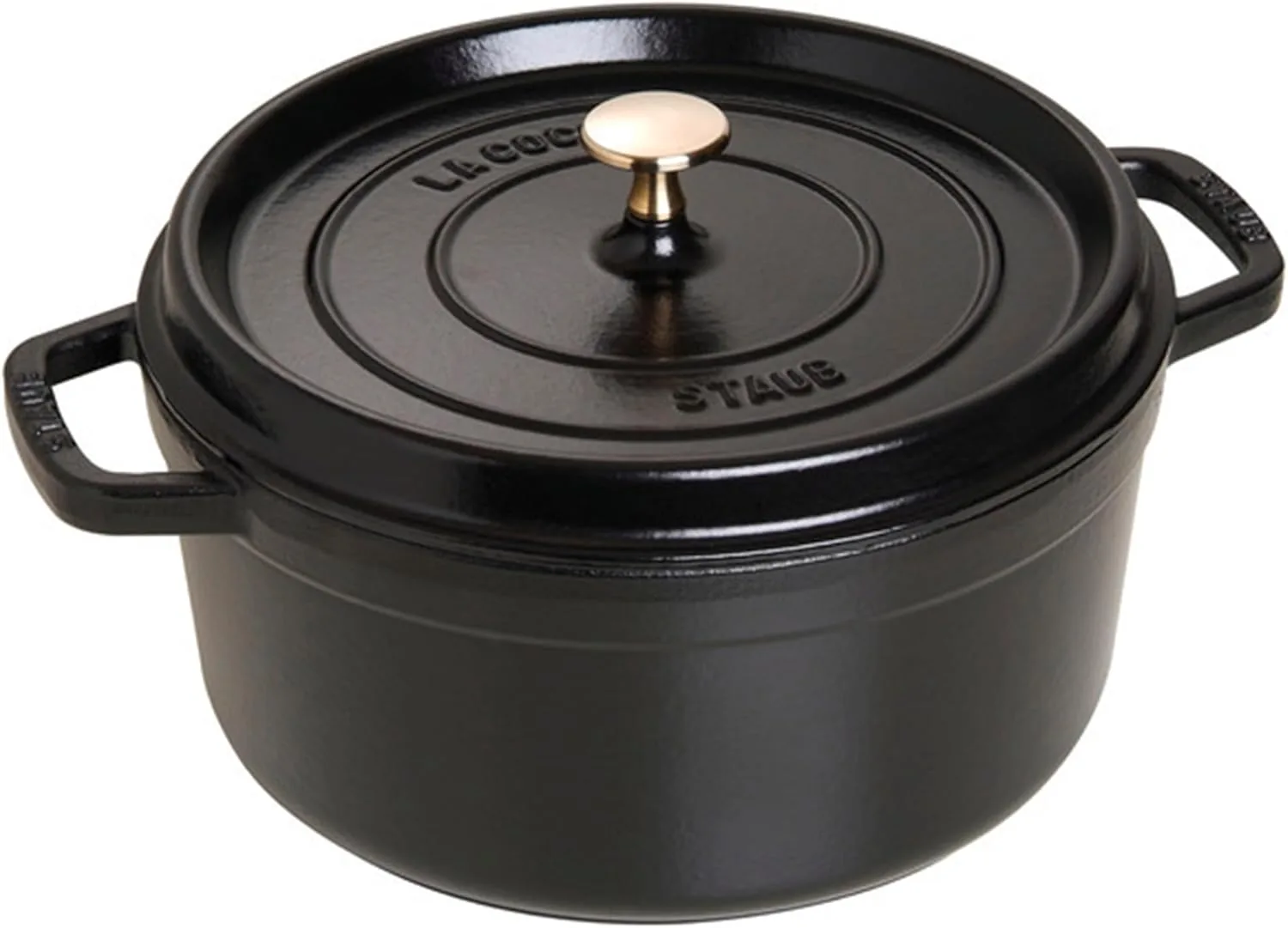 Staub Cast Iron Round Cocotte, 5.5 Qt, Black Matte